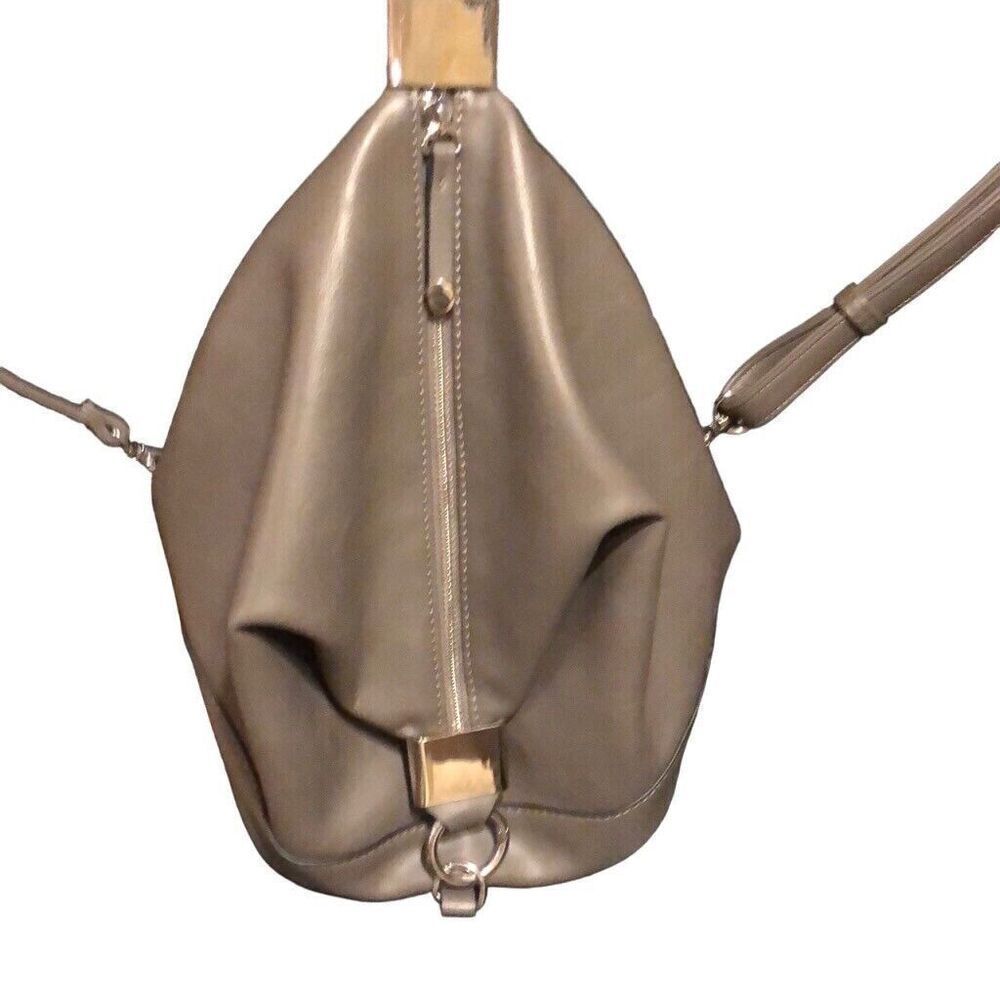ALFANI Small GREY Faux Leather Convertible Backpack Purse Crossbody Bag